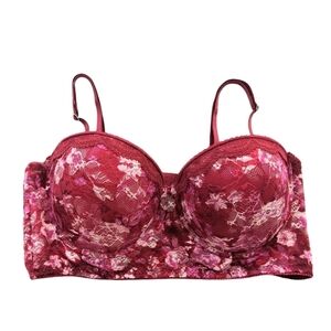 Jessica Simpson longline lace bra red pink 36C